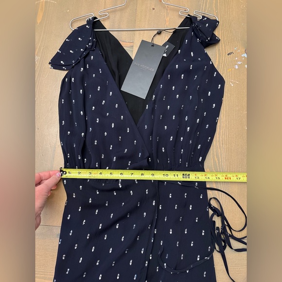 The Kooples Asymmetrical Navy Dress with Silver Dots Size Small - Picture 8 of 9